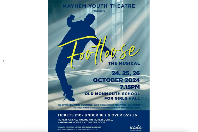 Get your feet tapping to Footloose The Musical. Poster: Mayhem Youth Theatre