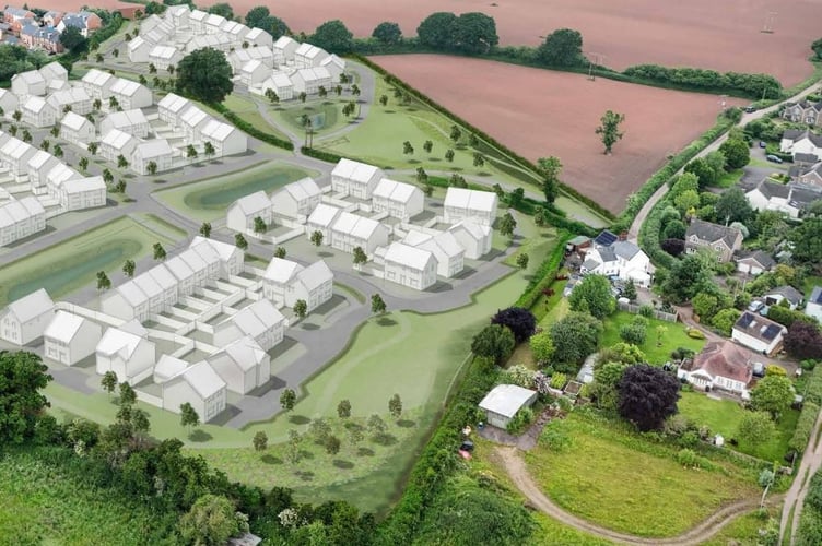 The former Drewen Farm with the proposed development for 110 homes