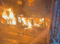 Fire fighters battle to save historic town centre shops in Abergavenny