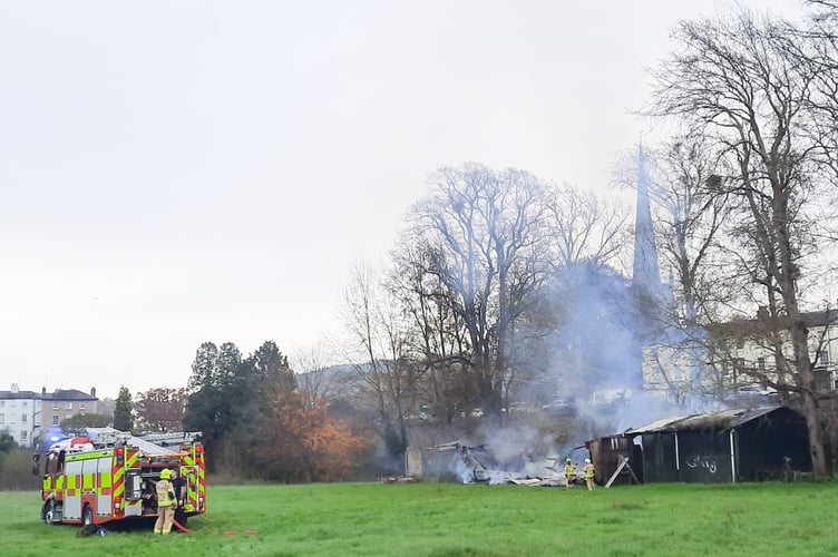 Fire crews attend the barn fire on Vauxhall