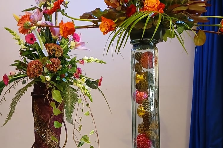 Some of the flower displays demonstrated by Julie Pearce
