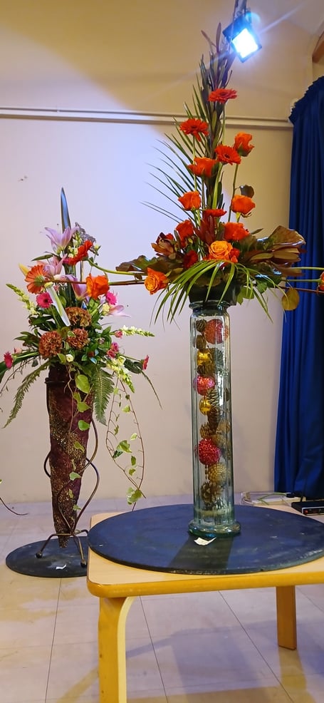 Some of the flower displays demonstrated by Julie Pearce