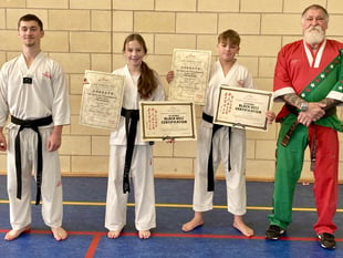 Trio kick on with black belt tae kwon-do gradings