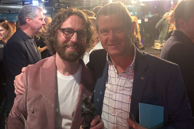 Gavin Higgins Holding Ivor Award Composer Gavin Higgins with Nimbus Music Publishing Managing Director Antony Smith
