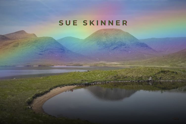 The cover art for Sue Skinner's first solo album Rainbows in the Road.