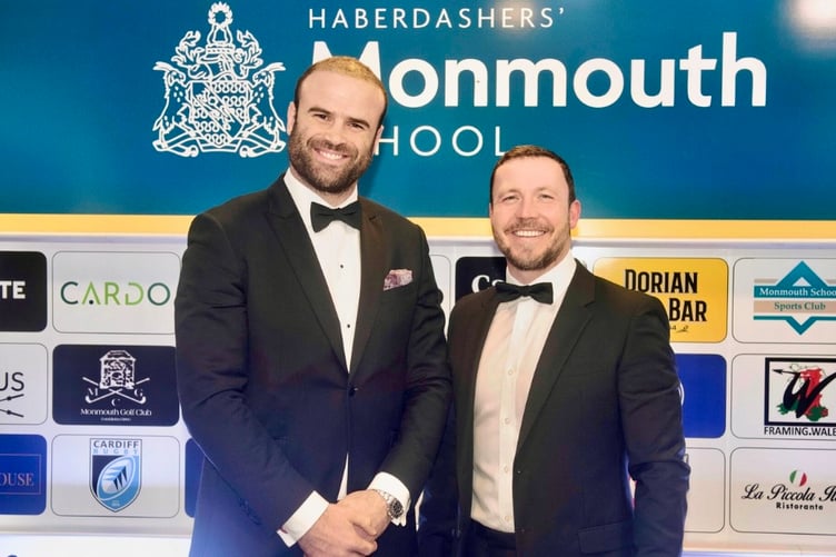 Jamie Roberts with fellow Wales international Richie Rees