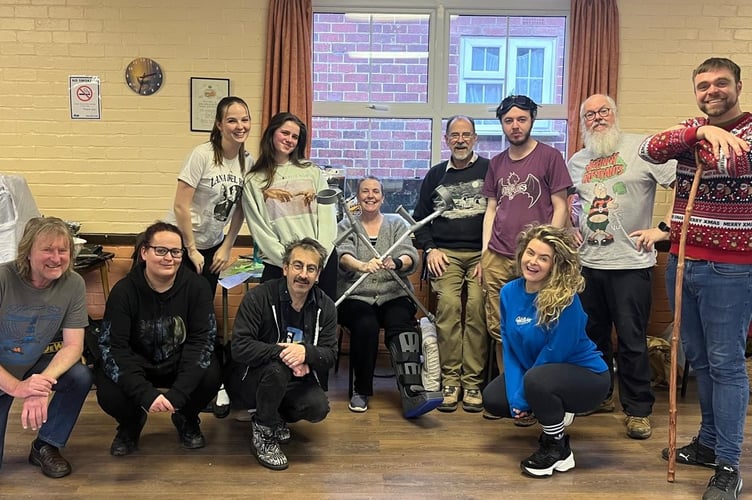 The cast (literally) of Robin Hood with produces Sam in the centre