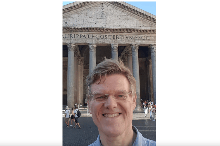 Dr Paul Roberts, pictured outside the Pantheon, a former Roman temple in Rome, is honoured with an OBE in the New Year's Honours.