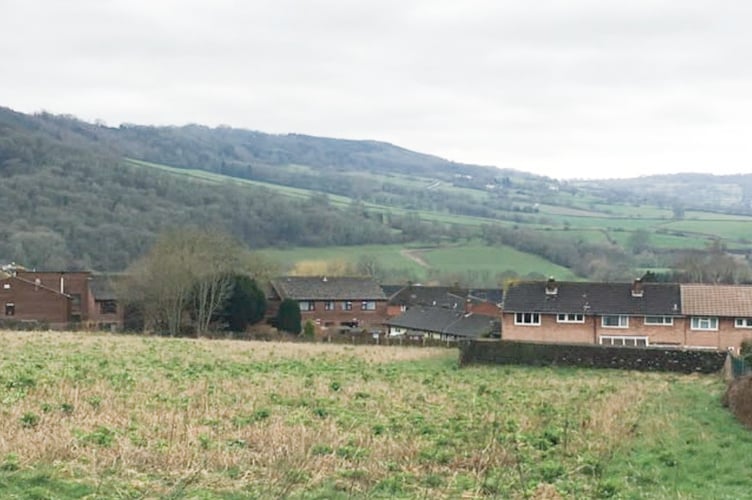 A view looking down from the northern corner, and towards existing housing, from the site of Tudor Road that has been approved for 50 new homes