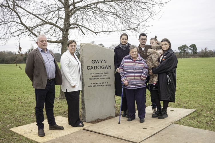 Family and friends attended the memorial unveiling to late Usk Show president Gwyn Cadogan