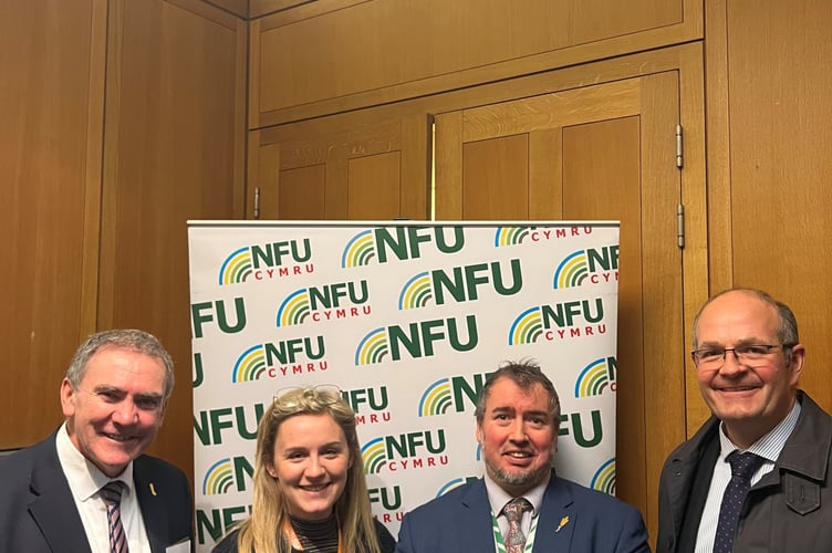 NFU Cymru President Aled Jones; NFU Cymru Student & Young Farmer Ambassador Naomi Williams-Roberts; Steve Witherden MP; NFU President Tom Bradshaw