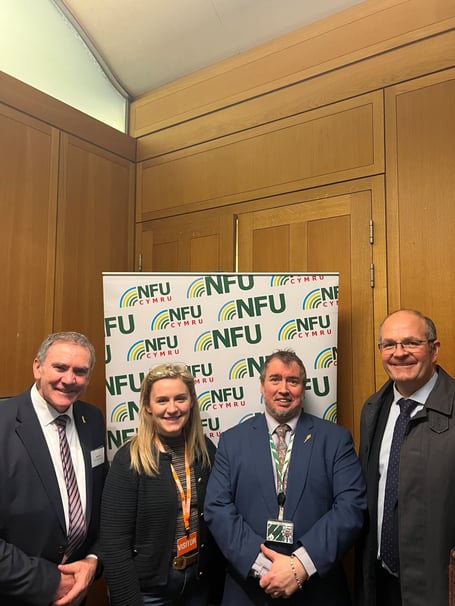 NFU Cymru President Aled Jones; NFU Cymru Student & Young Farmer Ambassador Naomi Williams-Roberts; Steve Witherden MP; NFU President Tom Bradshaw