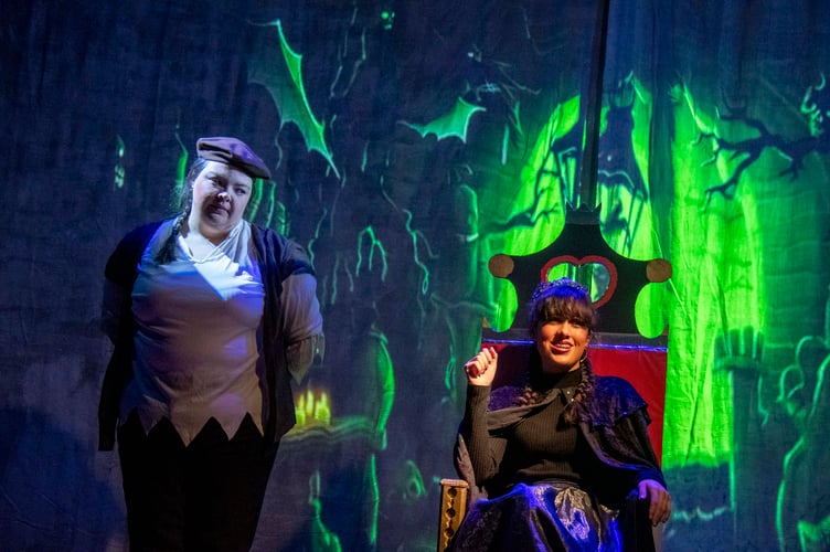 Hugo (Jade Maber)  and  Gothel ( Nancy Carpanzano) i n the witch's lair
