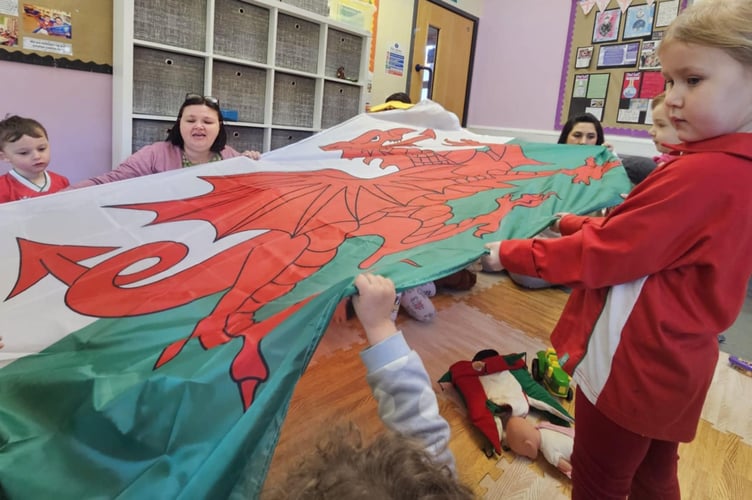 The Welsh Flag is unfurled