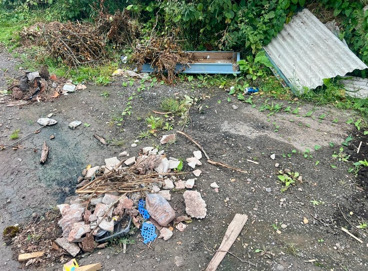 Rubbish in a pull-in on the old Monmouth to Raglan road