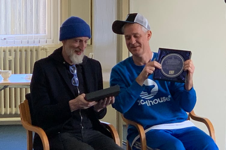 Ian Dench and James Atkin were presented  with mini versions of the plaque.