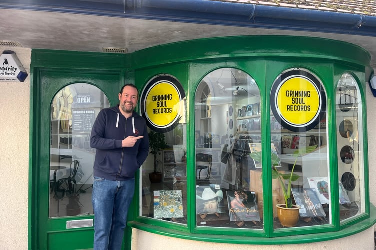One of the owners, Graham Taylor outside the record shop, Grinning Soul Records
