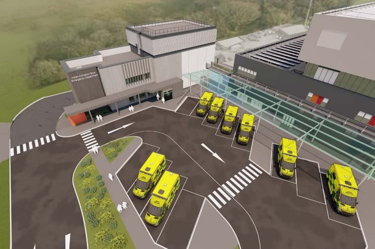 Artist impression new waiting room extension Grange University Hospital Credit ABUHB