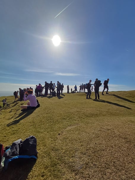 Walkers were treated to a partial eclipse in the Three Peaks Trials Challenge