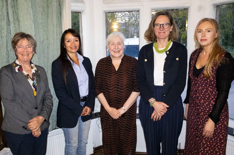 MCC Chair Cllr Su McConnel, Lisa Hicks SNOAP, MCC Leader Cllr Mary Ann Brocklesby, Catherine Fookes MP, Jess Fletcher Bead & Bread.