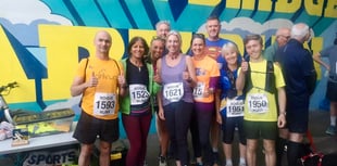 Runners in Severn-th heaven on bridge run