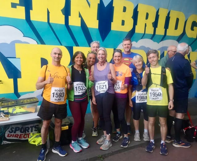 Runners in Severn-th heaven on bridge run