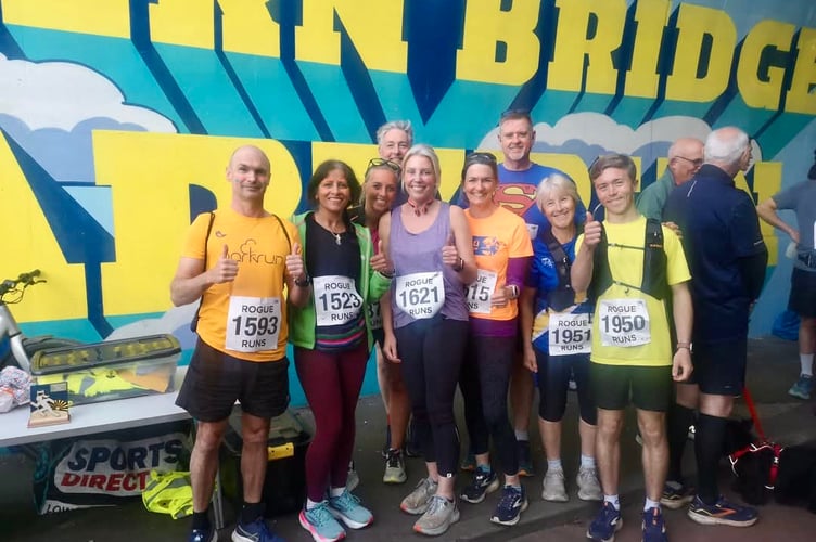 Some of the runners who took on the Severn Bridge run