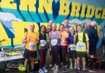 Runners in Severn-th heaven on bridge run