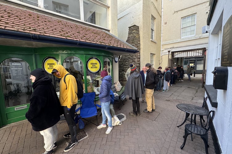 There was a huge queue outside Grinning Soul Records on Record Store Day. 