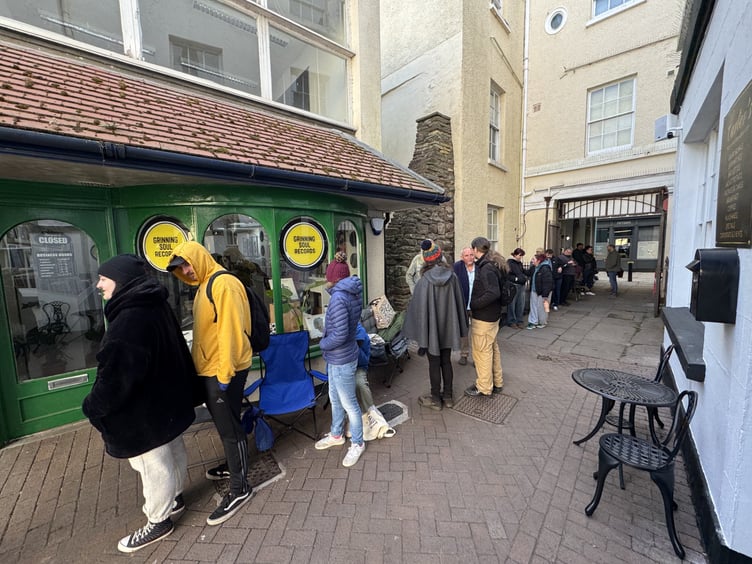 There was a huge queue outside Grinning Soul Records on Record Store Day.