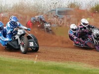 Grass track riders make hay before rain stops play