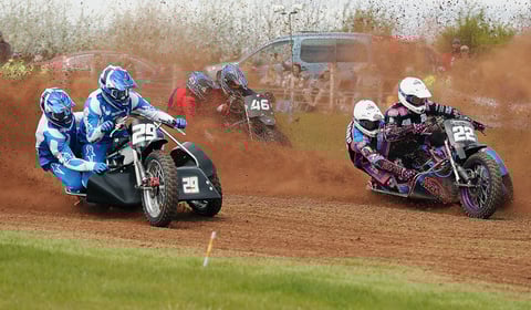 Grass track riders make hay before rain stops play