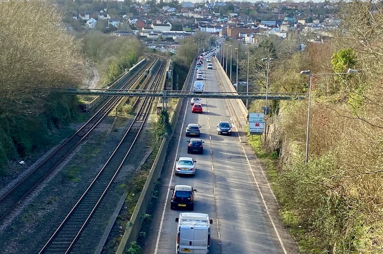 Traffic crossing the River wye council and national border in Chepstow