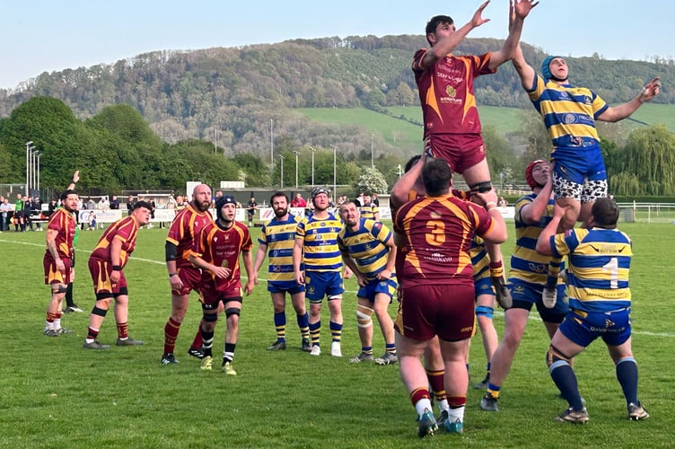 Quins and Druids contest a line out in a dramatic cup semi-final