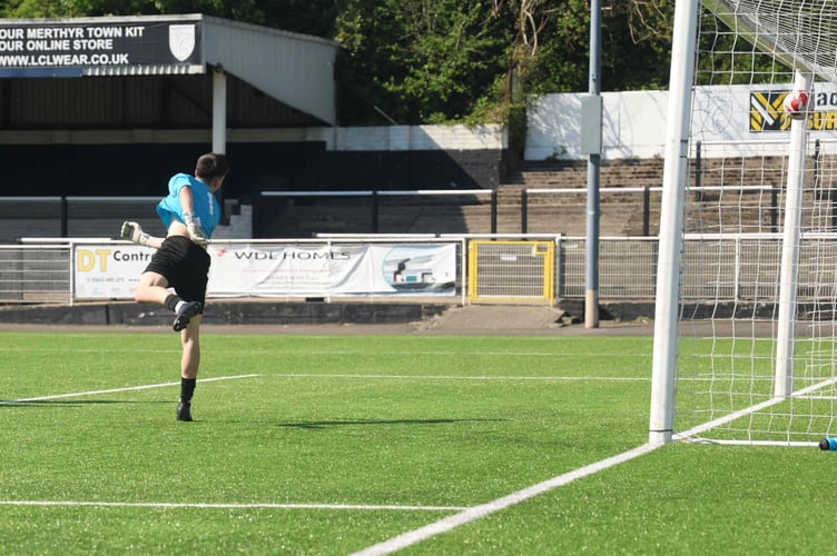 George Gouldingay's late winner beat the Bryntirion keeper all ends up