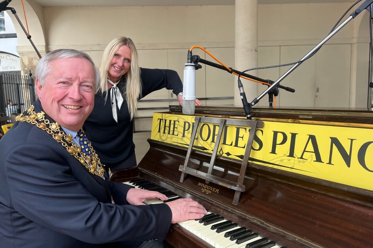 Mayor of Monmouth Councillor David Evans and Carla Martinez.