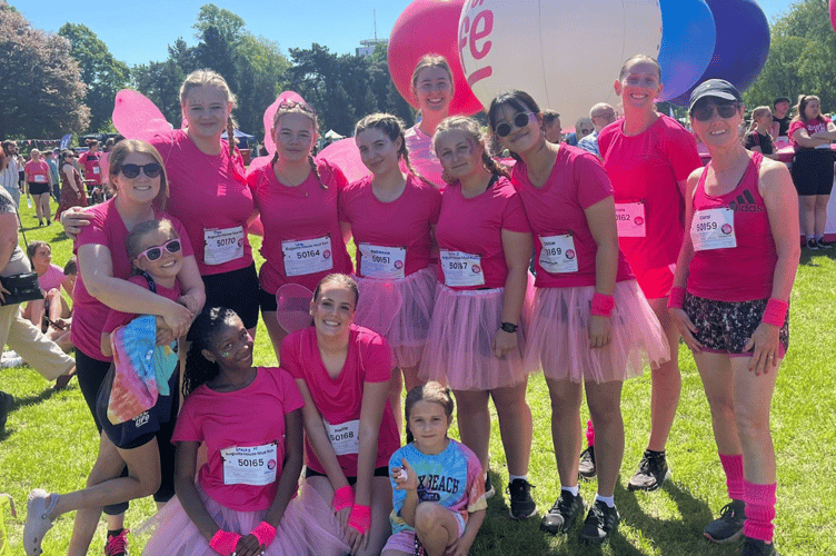 Haberdashers students at the Cancer Research mud run 
