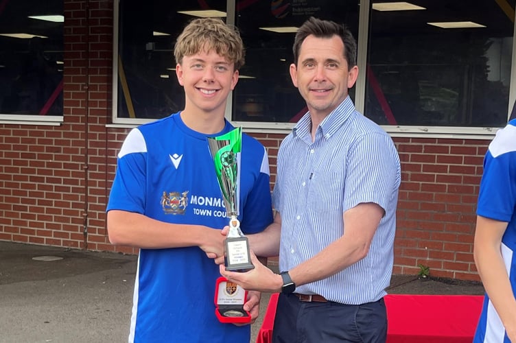 MCS captain George Gouldingay receives the Gwent Cup