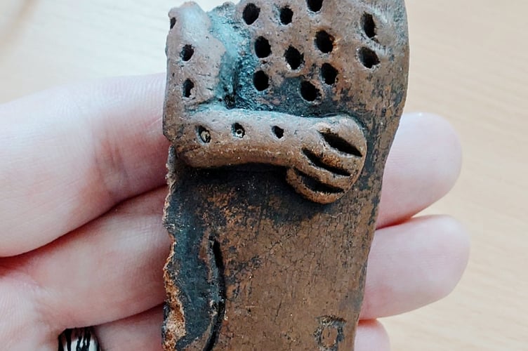 The piece of pottery found in the garden at Bridges