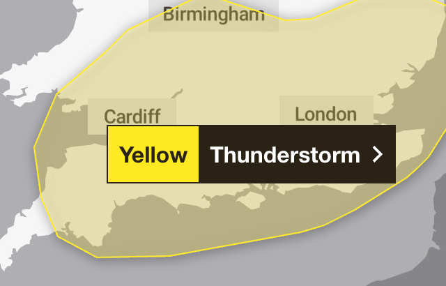 Monmouthshire to expect thunderstorm tomorrow 