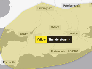 Met Office: Thunderstorms in southern England and Wales