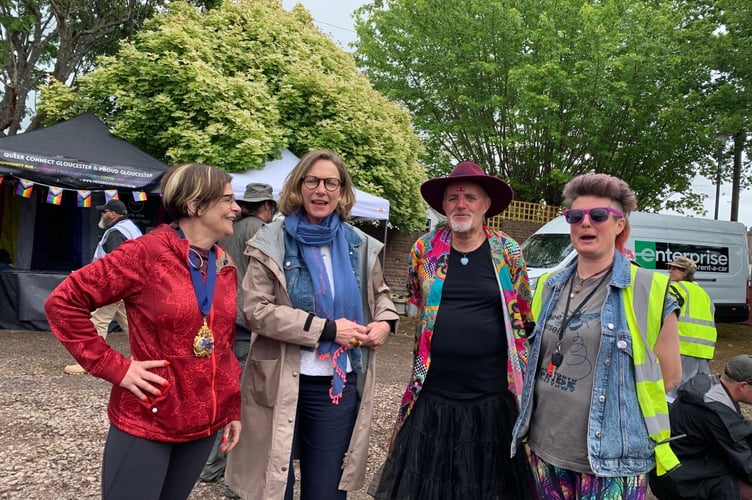 Mayor Cllr Atkin chatting to MP Catherine Fookes and others