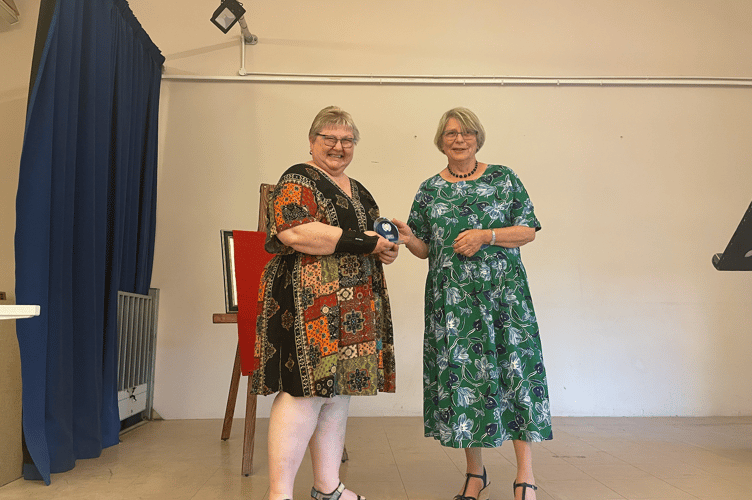 Befriending volunteer of they year award- given out by Anne Rosser to Ros Whitfield