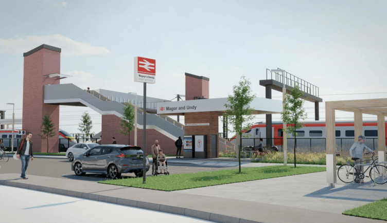 An artist's impression of the proposed Magor Station