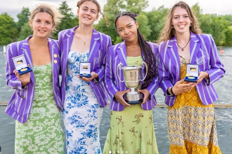 Eleanor Preston-Lawrence, second from left, with her Wycliffe Henley Women's Regatta winning crew