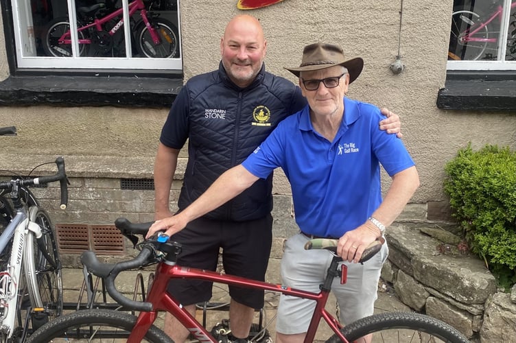 Chris Davis and his bike for cycle fundraising event