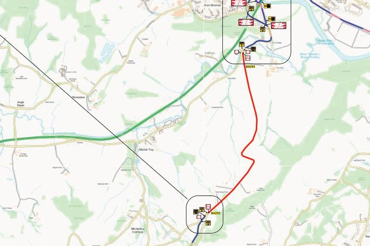 Map showing the extent of the closure