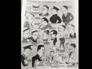1950s cartoon of Monmouth's notable figures