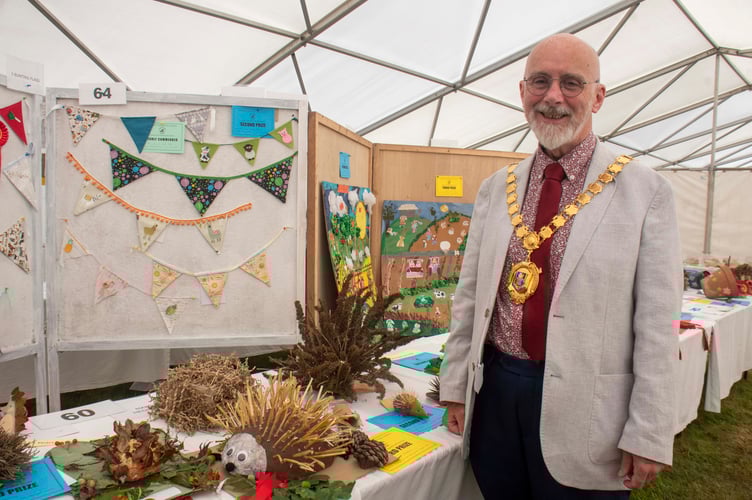 Mayor of Chepstow Cllr Jim MacTaggart with some of the entries from junior competitors