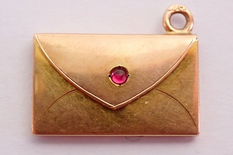 Tiny Gold Envelope & Ruby Charm